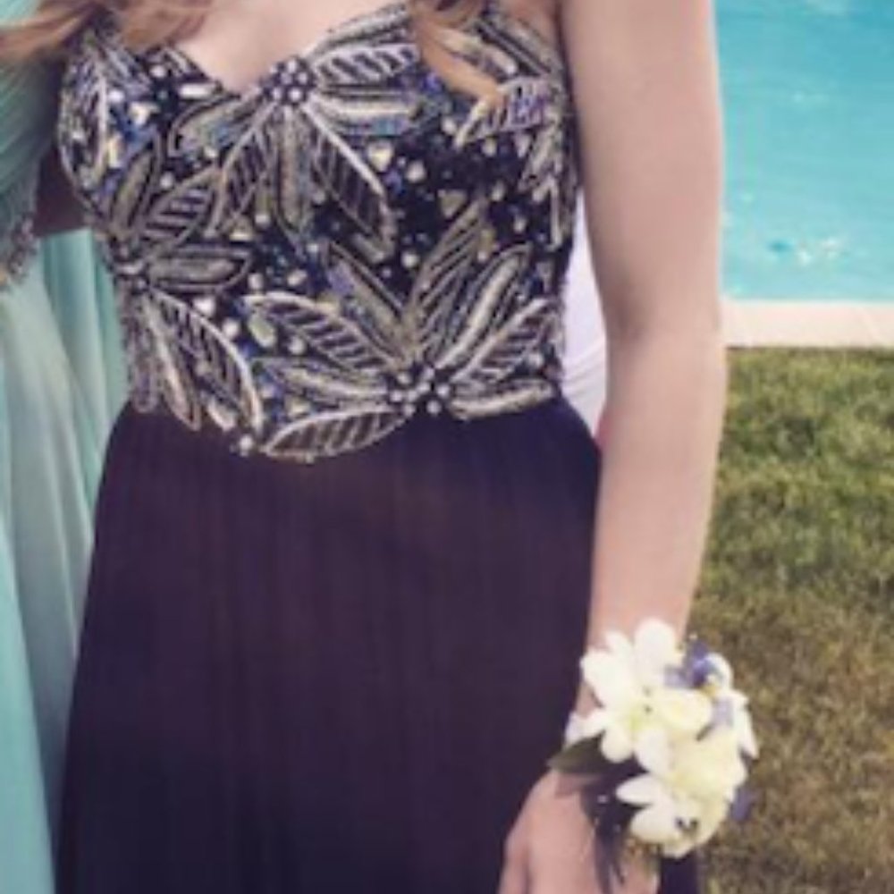 Prom Dress-Sean Collection-Size 2 - Navy Blue